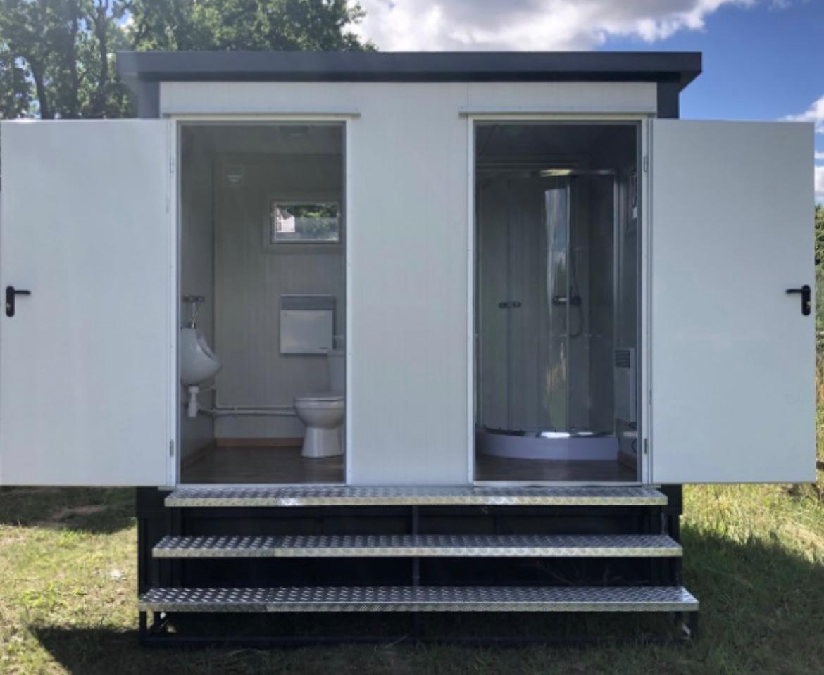 CONTENEDOR SANITARIO + WC + DUCHA + CISTERNA